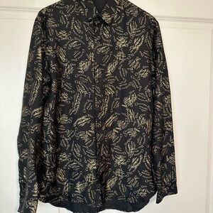 Dior Men's Black and Gold Silk Button Up